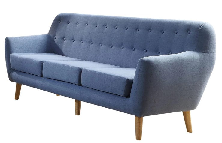 Homeroots 78" X 31" X 35" Blue Linen Sofa 285658