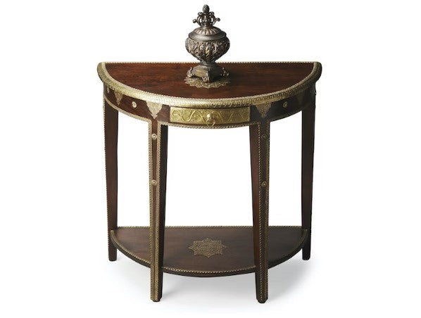 Butler Specialty Company Ranthore Brass Demilune Console Table, Dark Brown 2054290