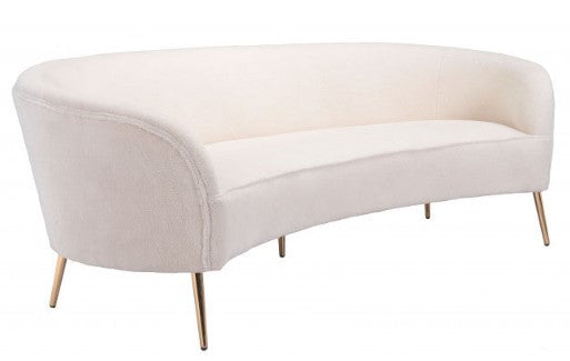 Homeroots 86" White Polyester Blend And Gold Standard Sofa 385935