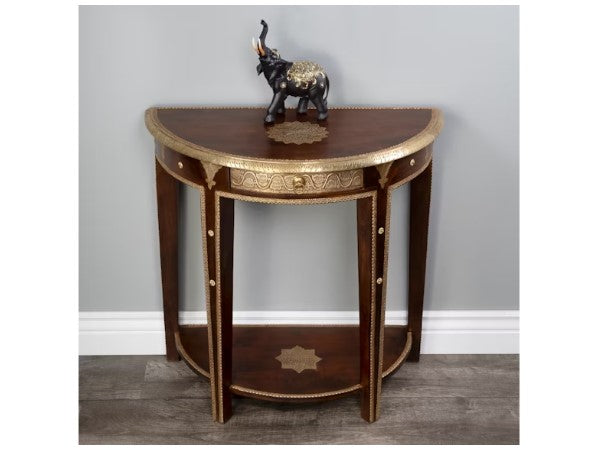 Butler Specialty Company Ranthore Brass Demilune Console Table, Dark Brown 2054290