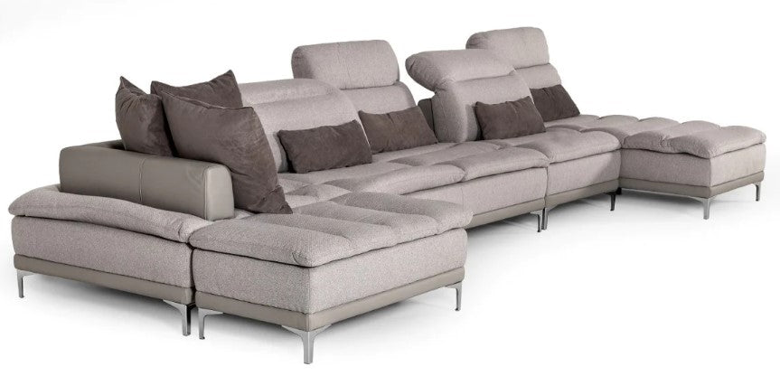 Homeroots 39" Grey Fabric Foam Wood And Stainless Steel Sectional Sofa 283228