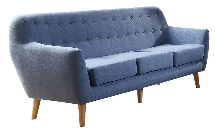 Homeroots 78" X 31" X 35" Blue Linen Sofa 285658