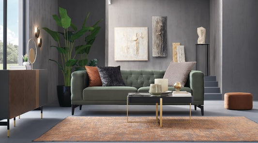 Enza Home Dorian 3 Seater Sofa - 2040 - K1 - 10601 Green - AR:217 1431715