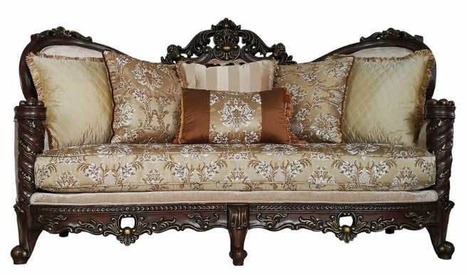 Homeroots 39" X 85" X 49" Fabric Dark Walnut Upholstery Wood LegTrim Sofa w6 Pillows 348217