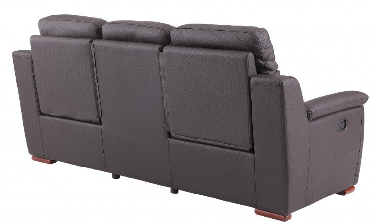 Homeroots 90" X 41" X 41" Modern Leather Reclining Sofa