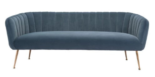 Homeroots 70" Dark Gray Tufted Velvet And Gold Metal Standard Sofa 385937