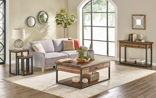 Alaterre Claremont 48"L Rustic Wood Coffee Table with Drawer and Low Shelf ANCM1274