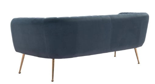 Homeroots 70" Dark Gray Tufted Velvet And Gold Metal Standard Sofa 385937