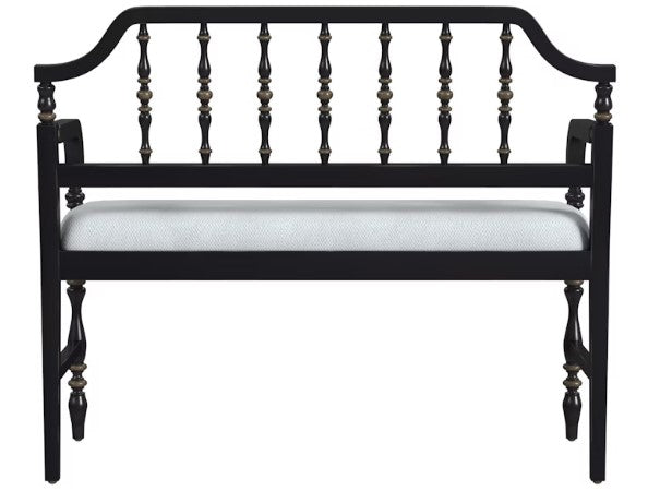 Butler Specialty Company Emilia Cafe Noir Upholstered 38"W Bench, Black 3811104