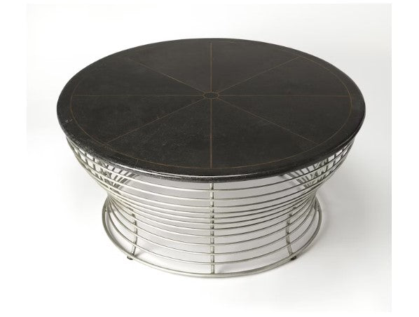 Butler Specialty Company Fleming Fossil Stone & Metal Coffee Table, Black 5274025