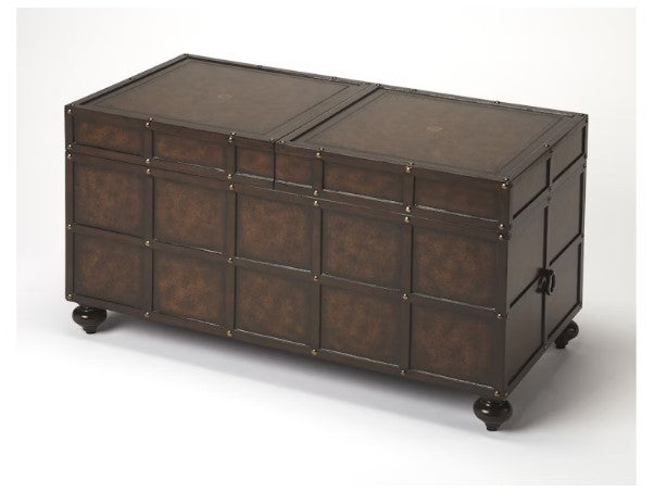 Butler Specialty Company Dennard Faux Leather Coffee Table, Dark Brown 3857070