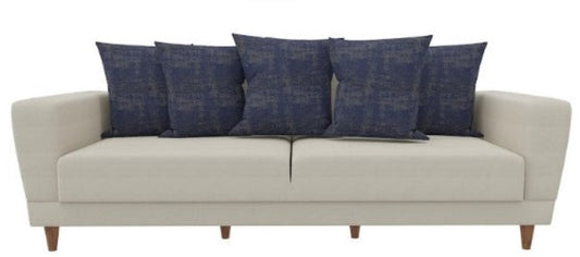 Enza Home Dolce 3 Seater Sofa Bed - 2003 - K1 - 10701 Cream - AR:101 (with Navy Blue Cushion) (Special) 1479283