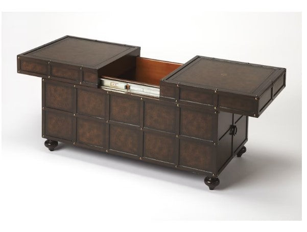 Butler Specialty Company Dennard Faux Leather Coffee Table, Dark Brown 3857070