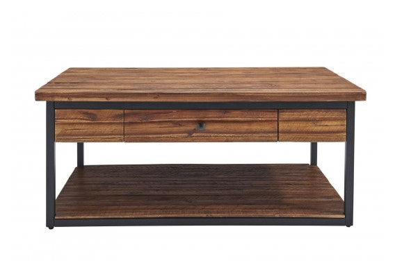 Alaterre Claremont 48"L Rustic Wood Coffee Table with Drawer and Low Shelf ANCM1274