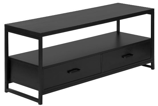 Monarch Specialties Tv Stand, 48 Inch, Media Entertainment Center, Storage Drawers, Black Metal, Contemporary, Modern