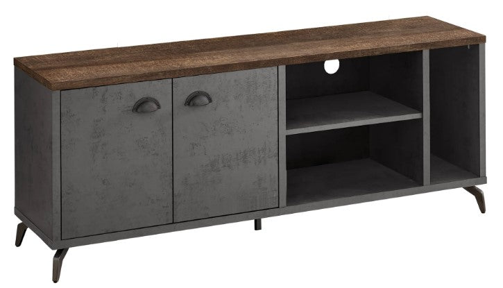 Monarch Specialties Tv Stand, 60 Inch, Console, Media Entertainment Center, Storage Cabinet, Grey Metal, Contemporary, Modern