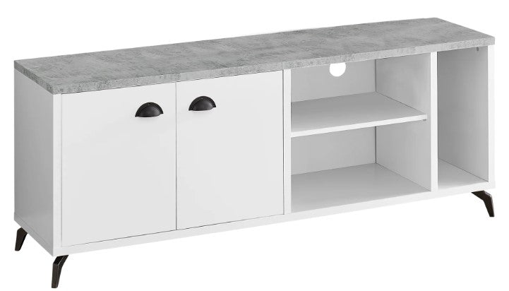 Monarch Specialties Tv Stand, 60 Inch, Console, Media Entertainment Center, Storage Cabinet, Grey Metal, Contemporary, Modern