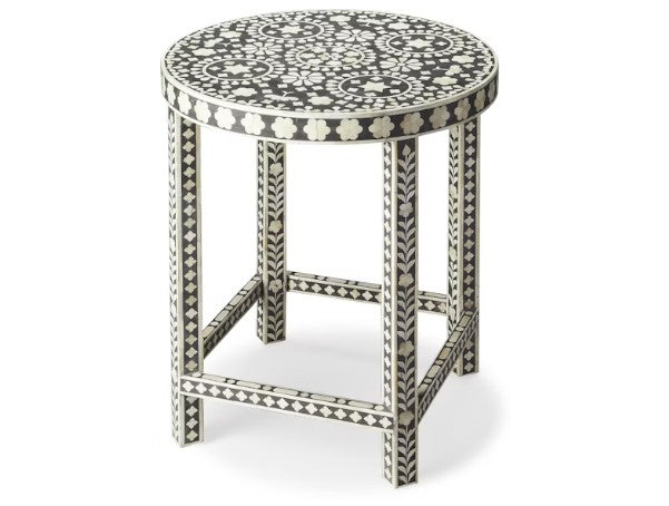 Butler Specialty Company Gillian Bone Inlay Side Table, Black and White 3448318