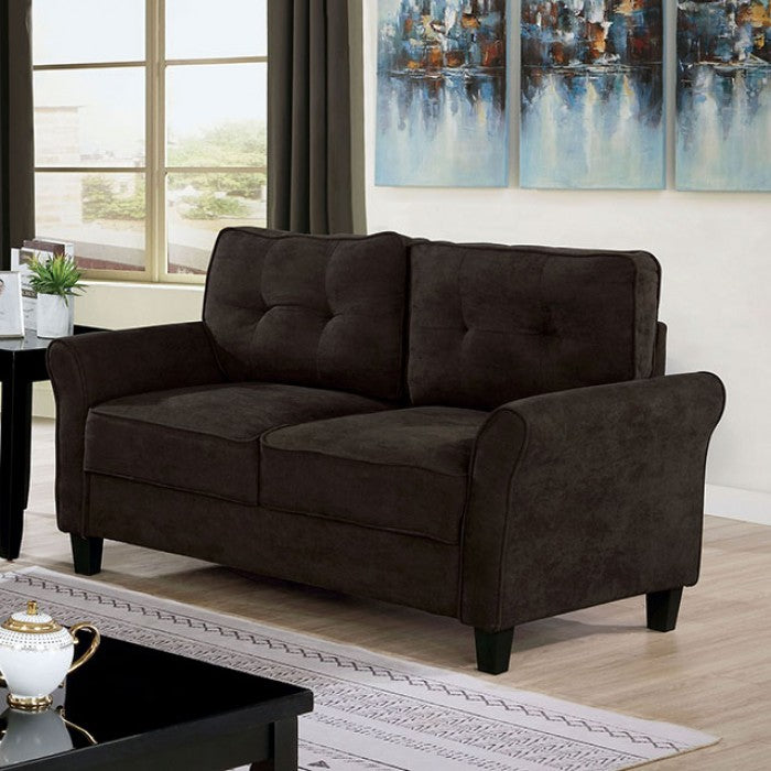 Furniture of America Glenridge Upholstered Loveseat in Brown IDF-6213-LV