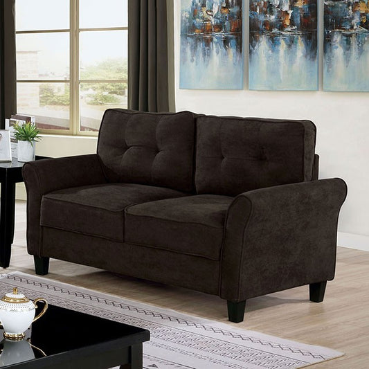 Furniture of America Glenridge Upholstered Loveseat in Brown IDF-6213-LV