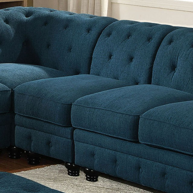 Furniture of America Bryna Traditional Fabric Tufted Sectional with Armless Chair IDF-6270TL-SEC-CH