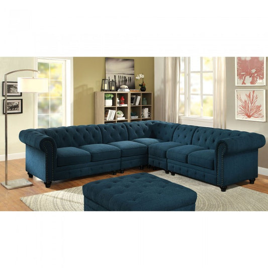 Furniture of America Bryna Traditional Fabric Tufted Sectional with Armless Chair IDF-6270TL-SEC-CH