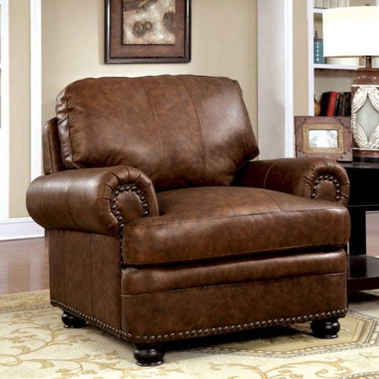 Furniture of America Stowen Transitional Nailhead Trim Arm Chair IDF-6318-CH