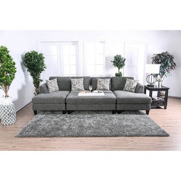 Furniture of America Lisa Transitional Sectional with Ottoman IDF-6363-SEC