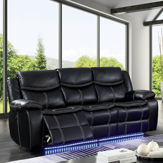 Furniture of America Casey Contemporary Reclining Sofa with LED Lights IDF-6567-SF