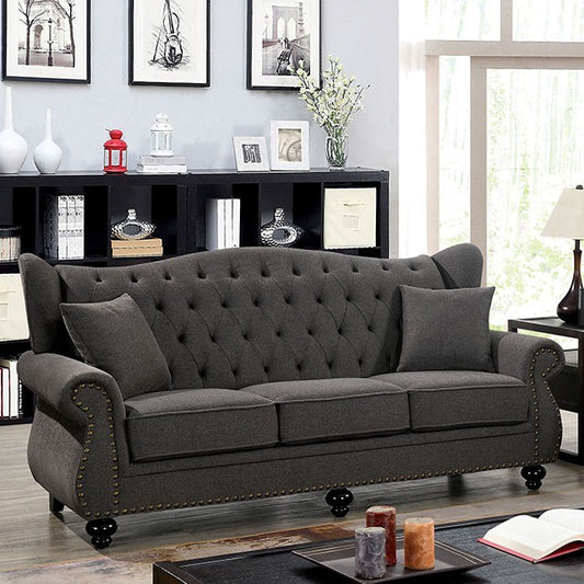 Furniture of America Irving Tufted Sofa IDF-6572DG-SF