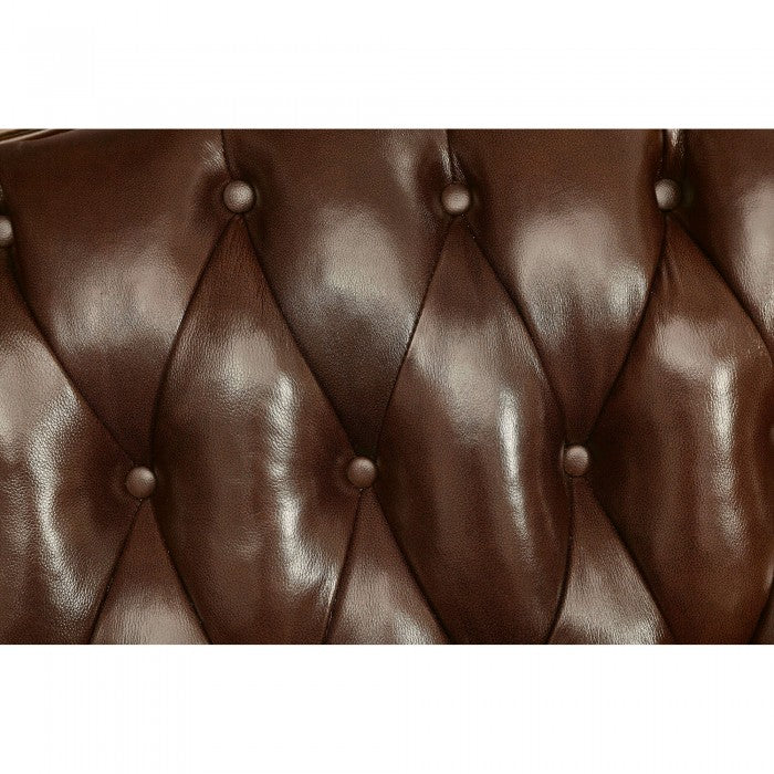 Furniture of America Gevden Traditional Faux Leather Tufted Sofa IDF-6786-SF