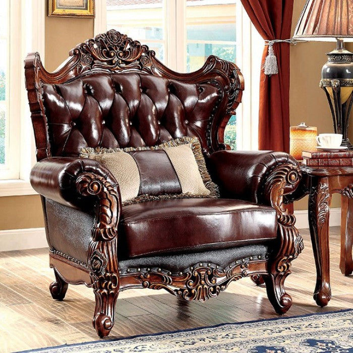 Furniture of America Grenda Traditional Tufted Arm Chair IDF-6786-CH