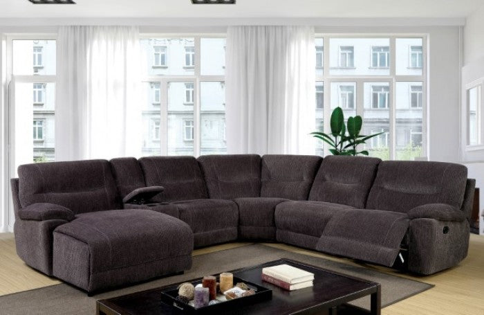 Furniture of America Seren Transitional Fabric Reclining Sectional with Console IDF-6853-SEC