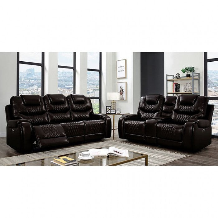 Furniture of America Edansy Reclining Loveseat in Brown IDF-6894BR-LV