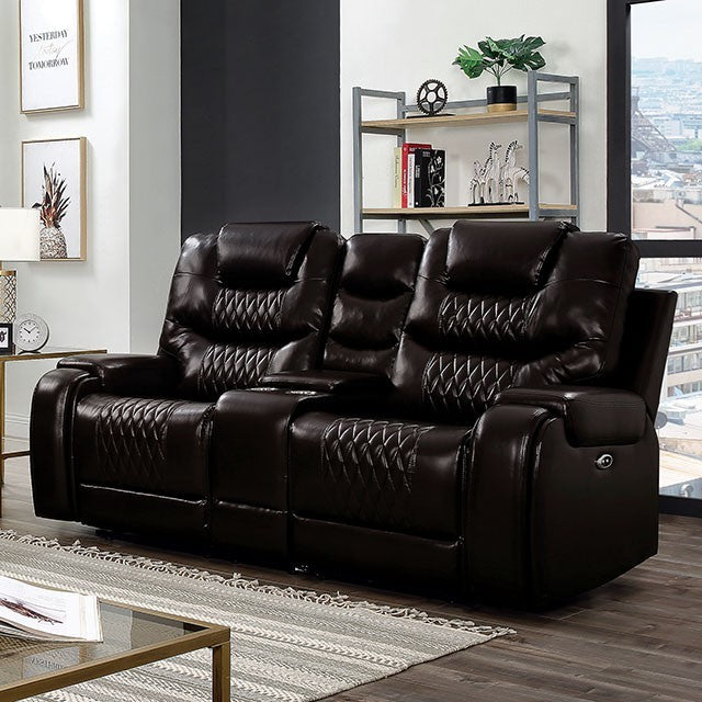 Furniture of America Edansy Reclining Loveseat in Brown IDF-6894BR-LV