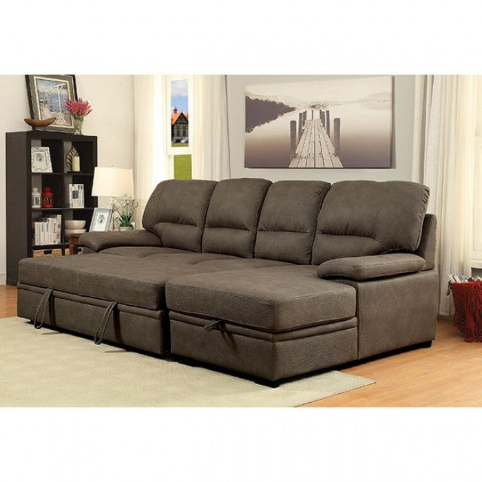 Furniture of America Alceste Contemporary Sleeper Sectional in Ash Brown IDF-6908BR-SEC