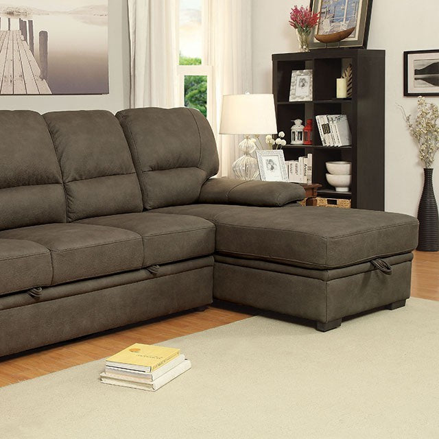 Furniture of America Alceste Contemporary Sleeper Sectional in Ash Brown IDF-6908BR-SEC