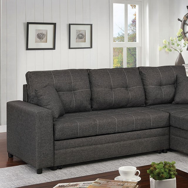 Furniture of America Vid Contemporary Upholstered Sectional in Gray IDF-6975-SEC