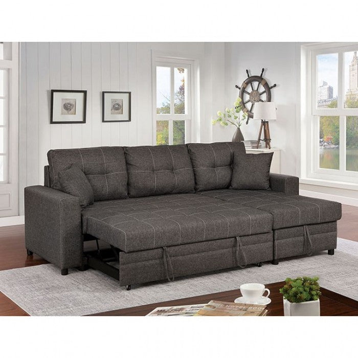 Furniture of America Vid Contemporary Upholstered Sectional in Gray IDF-6975-SEC