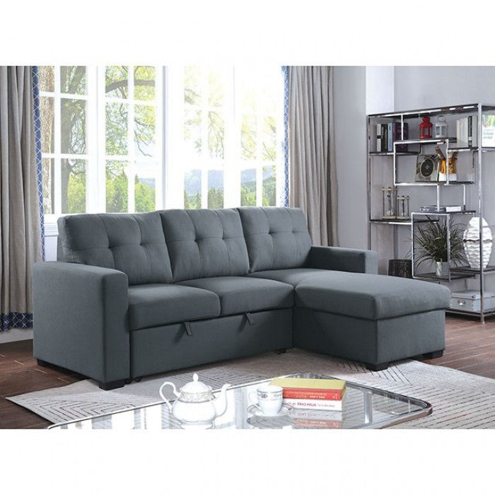 Furniture of America Jaco Contemporary Tufted Sectional in Dark Gray IDF-6985DG-SEC