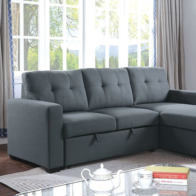 Furniture of America Jaco Contemporary Tufted Sectional in Dark Gray IDF-6985DG-SEC