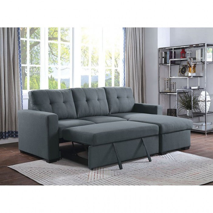 Furniture of America Jaco Contemporary Tufted Sectional in Dark Gray IDF-6985DG-SEC