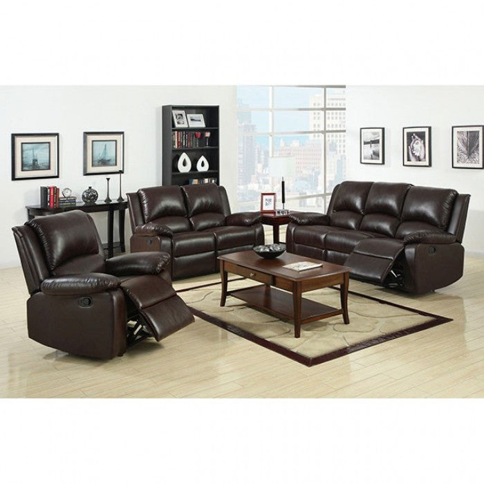 Furniture of America Umbrige Transitional Reclining Sofa with Drop-Down Table IDF-6555S-BTD