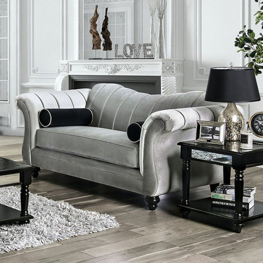 Furniture of America Moritz Transitional Rolled Arm Loveseat IDF-2227-LV