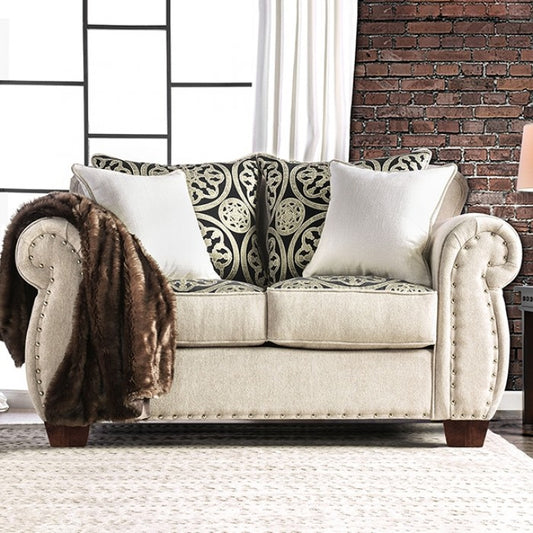 Furniture of America Anika Transitional Upholstered Loveseat in Light Mocha IDF-6152-LV