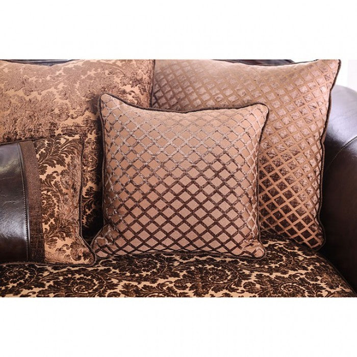 Furniture of America Baija Traditional Faux Leather Pillow Back Loveseat IDF-6404-LV