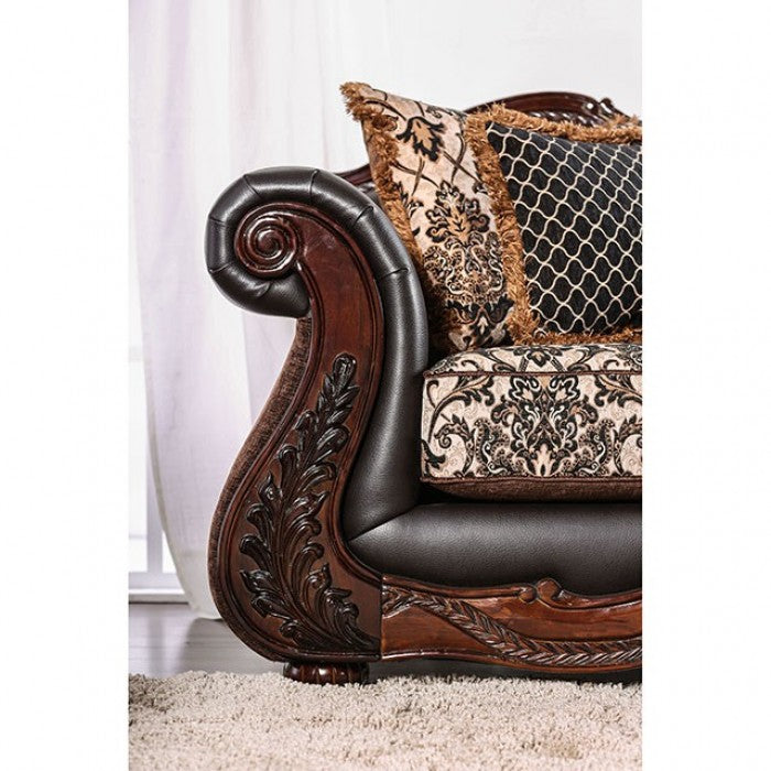 Furniture of America Hethe Traditional Faux Leather Upholstered Loveseat IDF-6405-LV