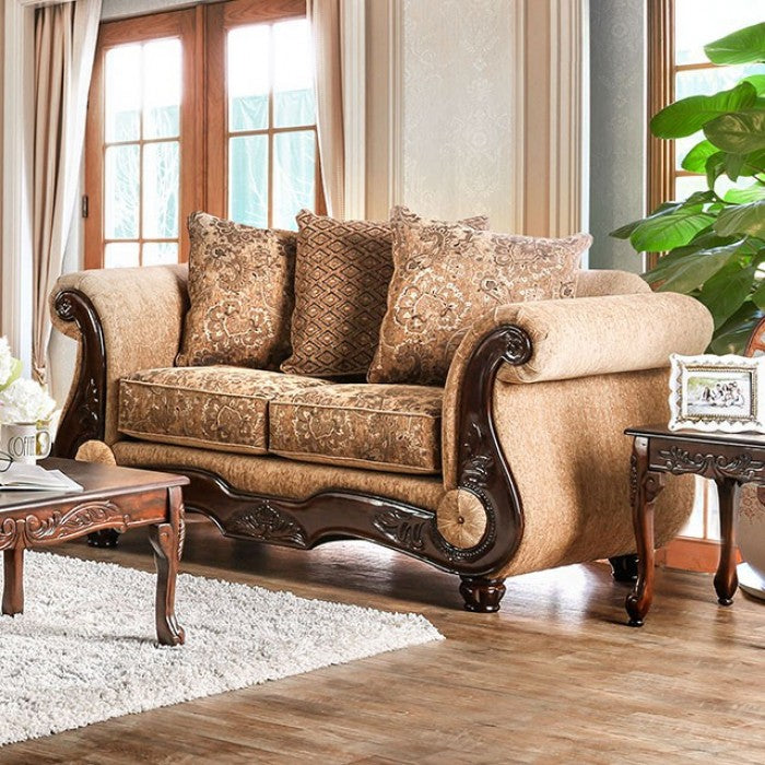 Furniture of America Teffera Traditional Chenille Padded Loveseat IDF-6407-LV