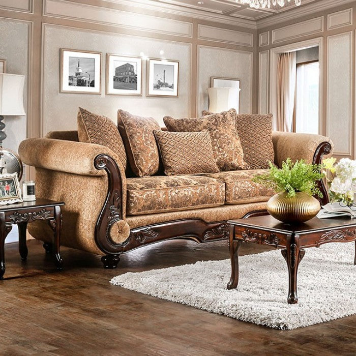 Furniture of America Teffera Traditional Chenille Sofa IDF-6407-SF