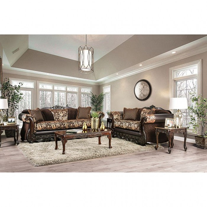 Furniture of America Harenton Traditional Chenille Sofa IDF-6427-SF